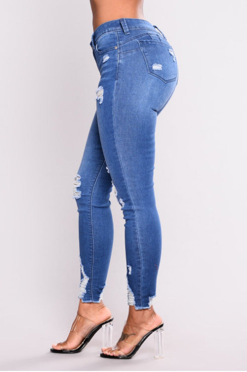 High waist stretch Jean slim pencil pants