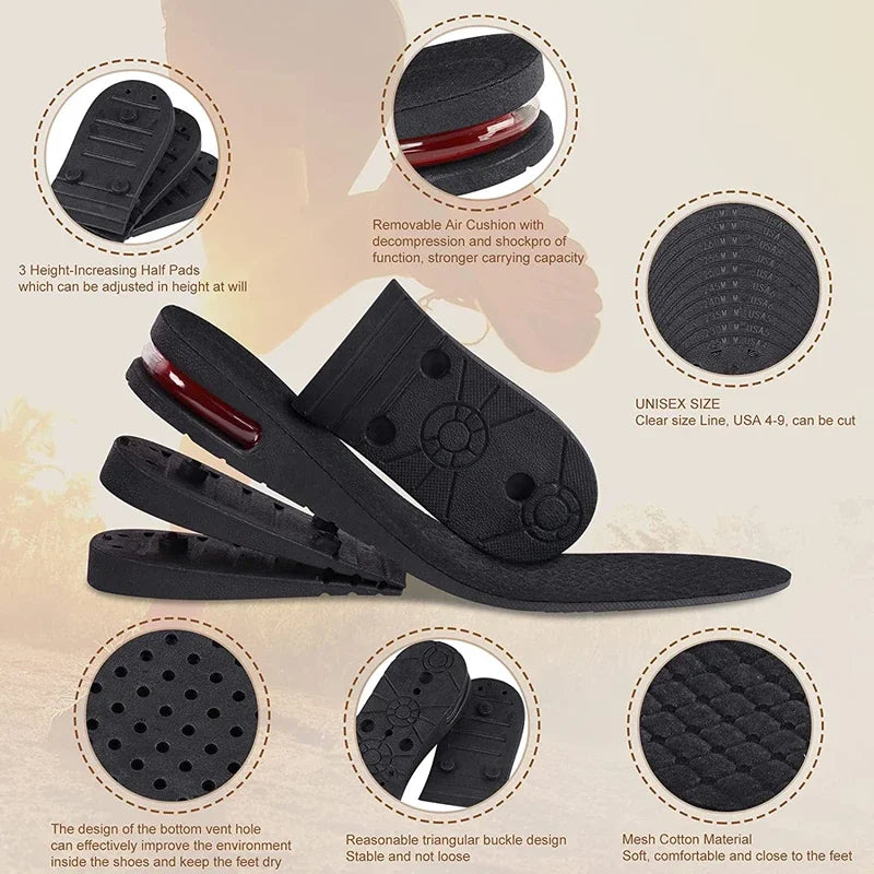 Air-Cushion Shoe Lift Insoles – 3–9 cm Options