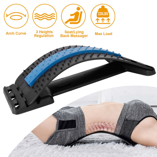 Multi-Level Lumbar Spinal Back Stretcher & Massage Device for Back Pain Relief