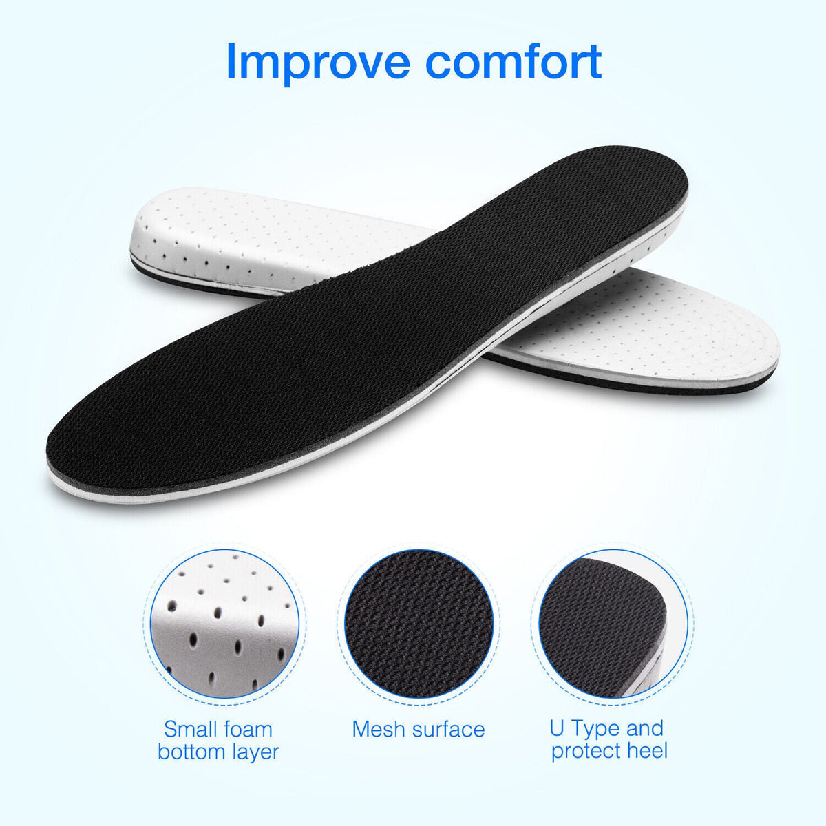 Height-Lifting Shoe Insoles with Memory Foam