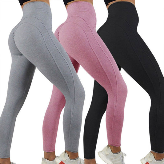 Women's High-Waist Solid Color Exercise Leggings | Gym & Yoga Activewear