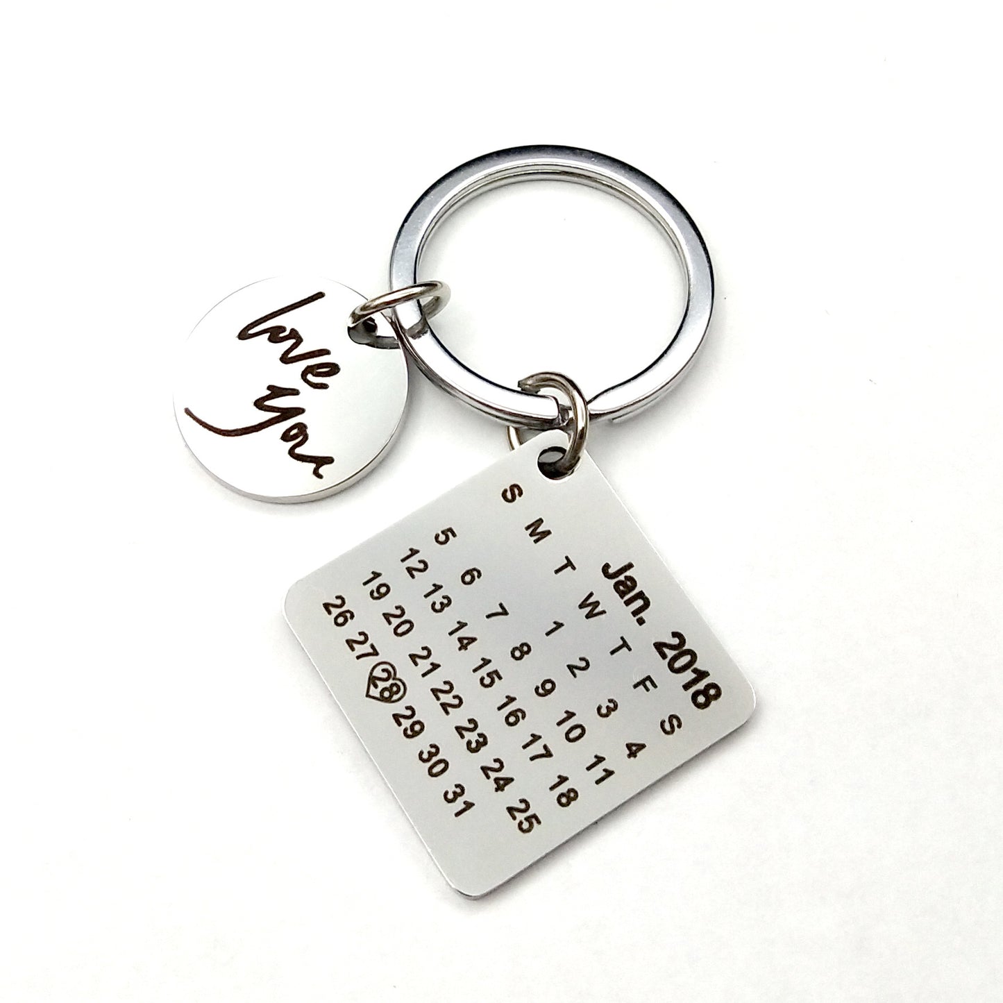 Custom DIY Hand Carved Calendar Keychain