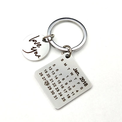 Custom DIY Hand Carved Calendar Keychain