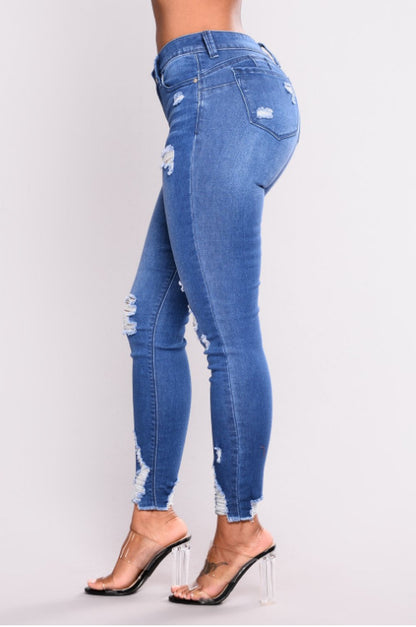 High waist stretch Jean slim pencil  pants