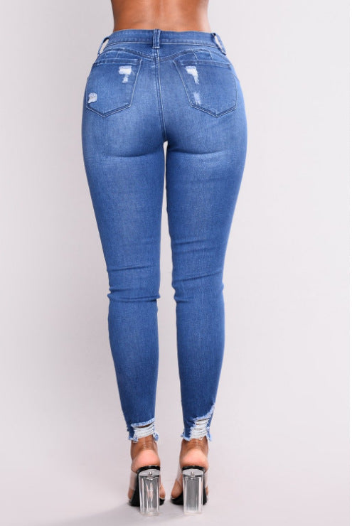 High waist stretch Jean slim pencil  pants