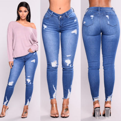 High waist stretch Jean slim pencil  pants
