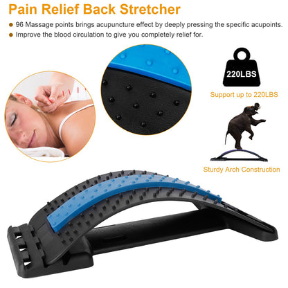 Multi-Level Lumbar Spinal Back Stretcher & Massage Device for Back Pain Relief