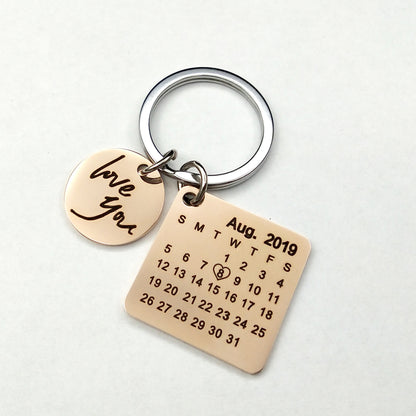 Custom DIY Hand Carved Calendar Keychain