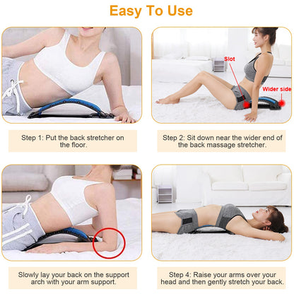 Multi-Level Lumbar Spinal Back Stretcher & Massage Device for Back Pain Relief