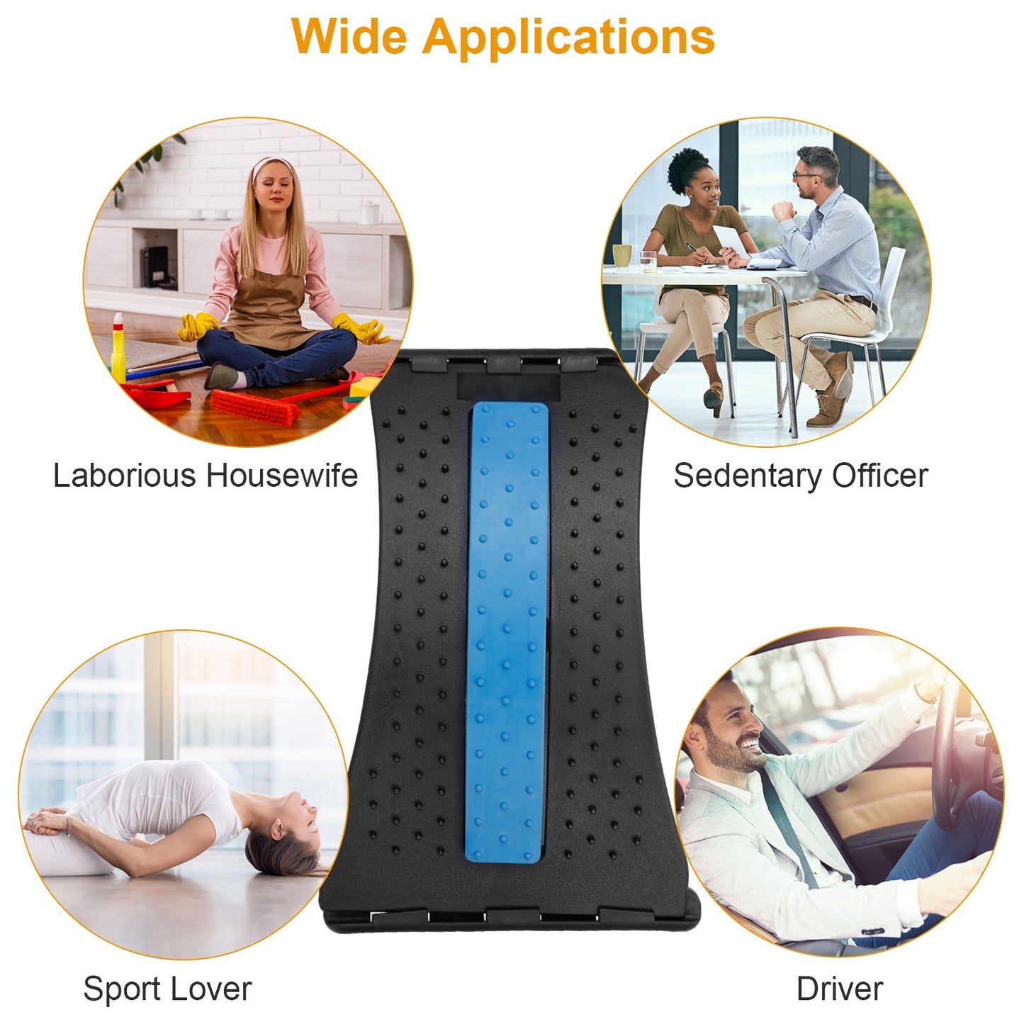 Multi-Level Lumbar Spinal Back Stretcher & Massage Device for Back Pain Relief