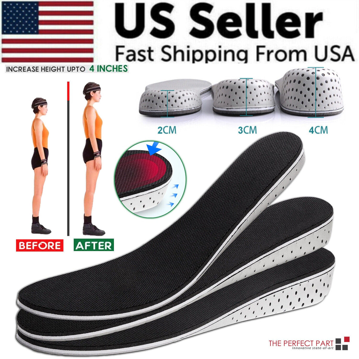 Height-Lifting Shoe Insoles with Memory Foam