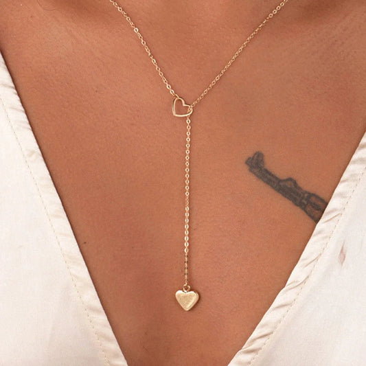 New  Trendy  Copper Heart Chain Link Necklace
