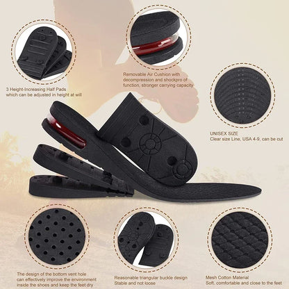 Air-Cushion Shoe Lift Insoles – 3–9 cm Options