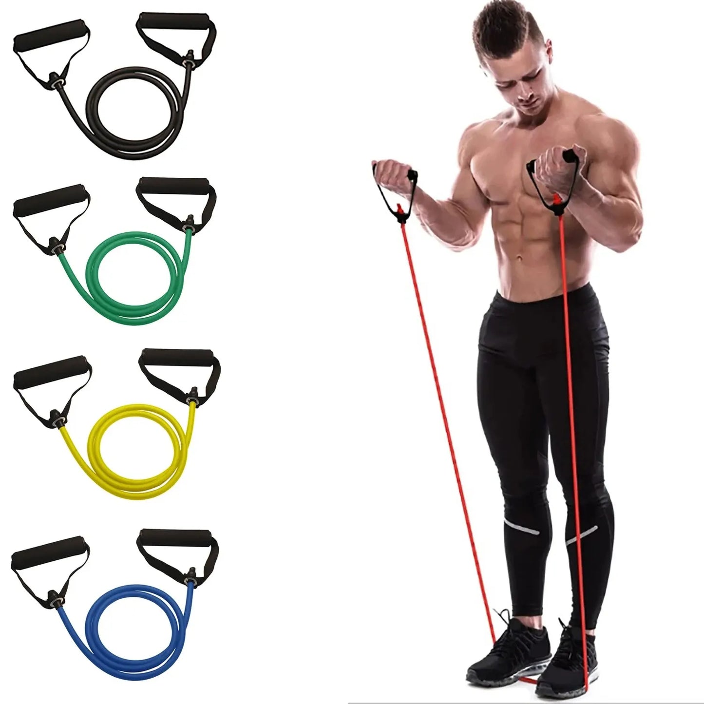 Exercise Resistance Workout Bands with Handles Suitable for Strength Training at Home