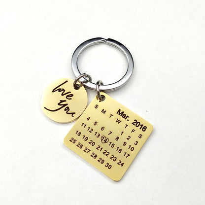 Custom DIY Hand Carved Calendar Keychain