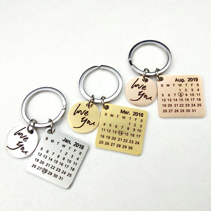 Custom DIY Hand Carved Calendar Keychain