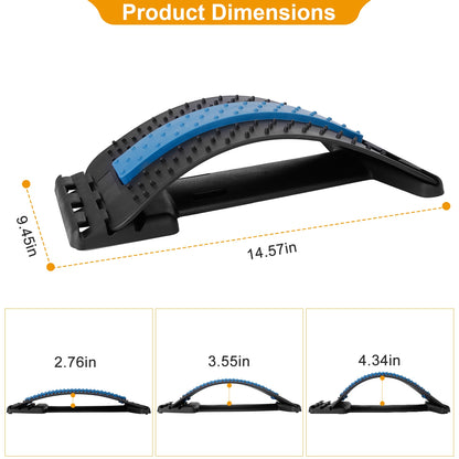Multi-Level Lumbar Spinal Back Stretcher & Massage Device for Back Pain Relief