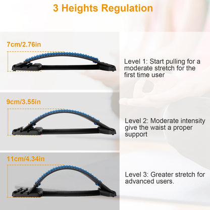Multi-Level Lumbar Spinal Back Stretcher & Massage Device for Back Pain Relief