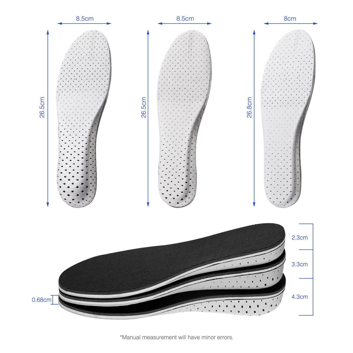 Height-Lifting Shoe Insoles with Memory Foam