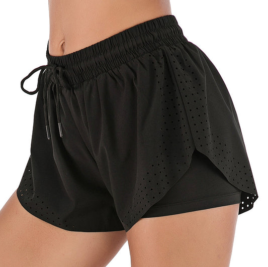 Double-layer Solid Quick Drying Two piece Yoga , Running,  Gym Perfect Training Shorts