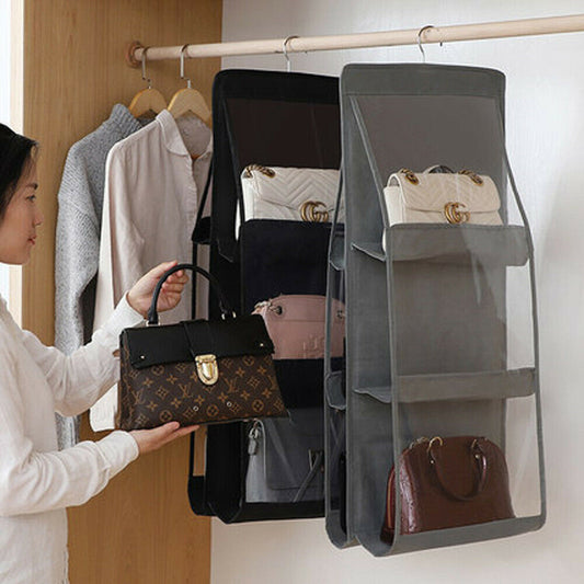 Packing Organizers Solid 6 Pocket Folding Hanging Handbag Storage Organizer