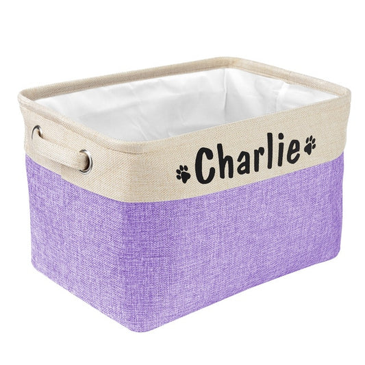 Personalized Pet Dog Canvas Foldable Linen Storage Basket For Storage of Dog Accessories & Pet Supplies
